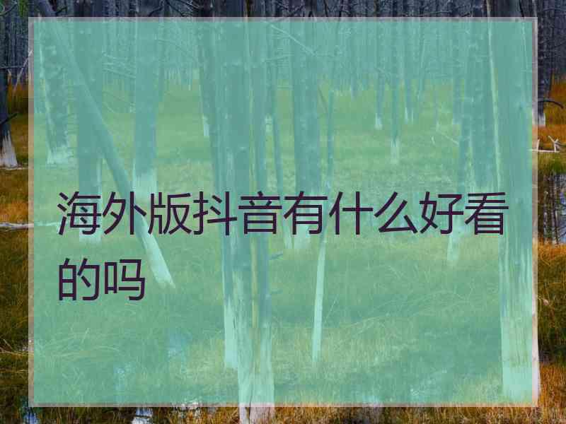 海外版抖音有什么好看的吗