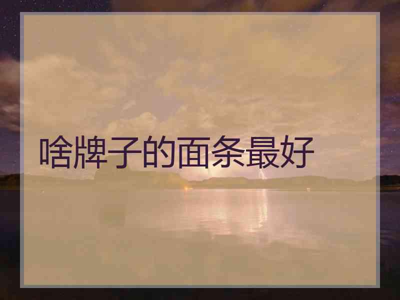 啥牌子的面条最好