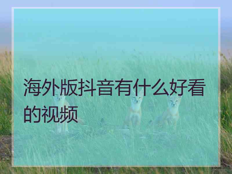 海外版抖音有什么好看的视频