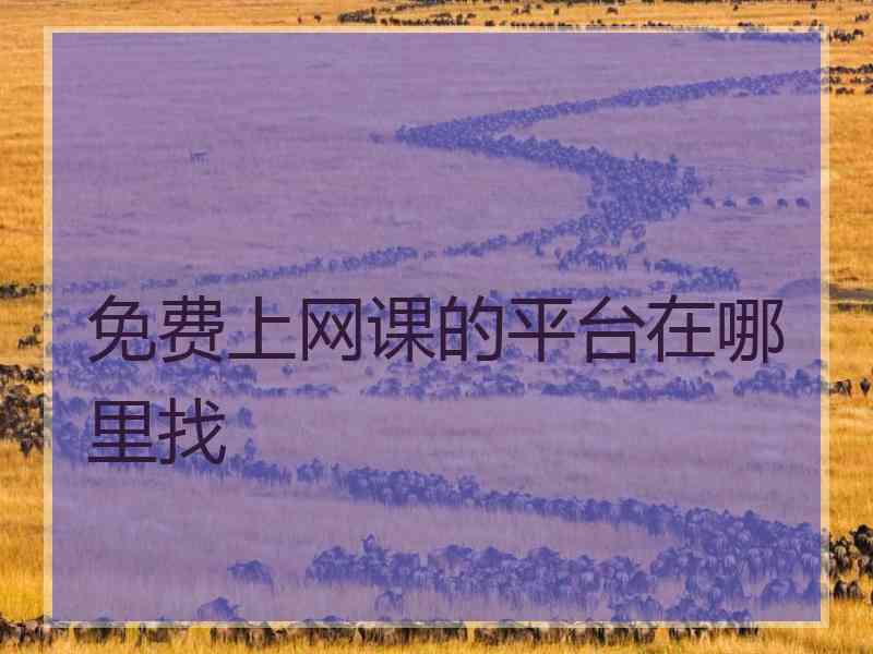 免费上网课的平台在哪里找