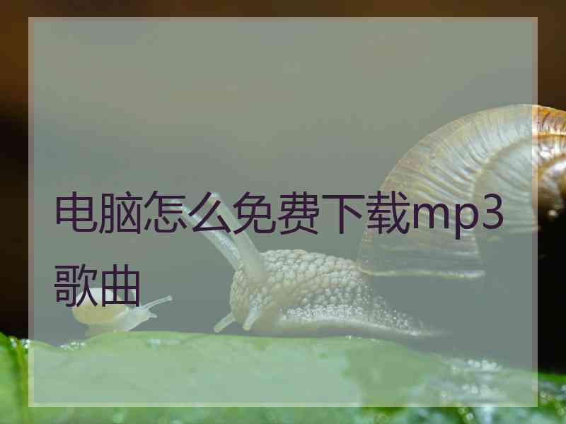 电脑怎么免费下载mp3歌曲