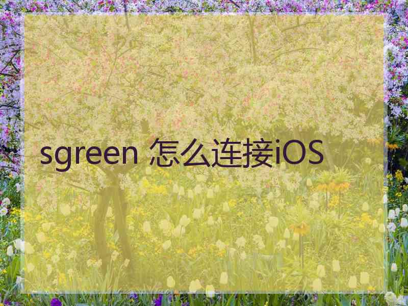 sgreen 怎么连接iOS
