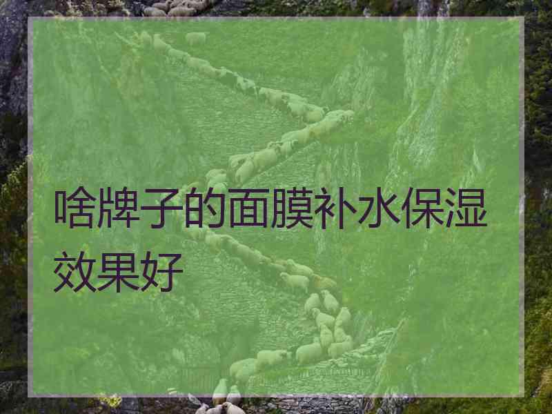 啥牌子的面膜补水保湿效果好